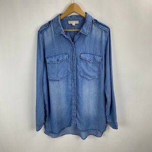 Michael Kors Button Down Lyocell Denim Top